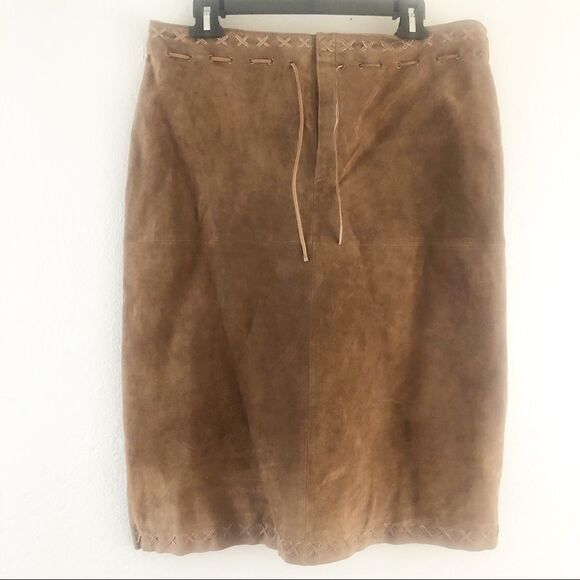 For Joseph Brown Leather Pencil Skirt  Size 32 - Picture 1 of 6